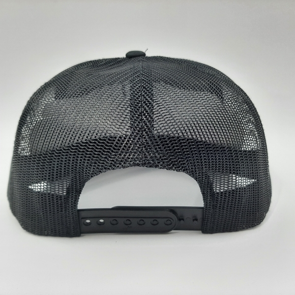 Caterpillar Cat Flat Bill Trucker Mesh Snapback Cap Hat Black Embroidered - Picture 4 of 4